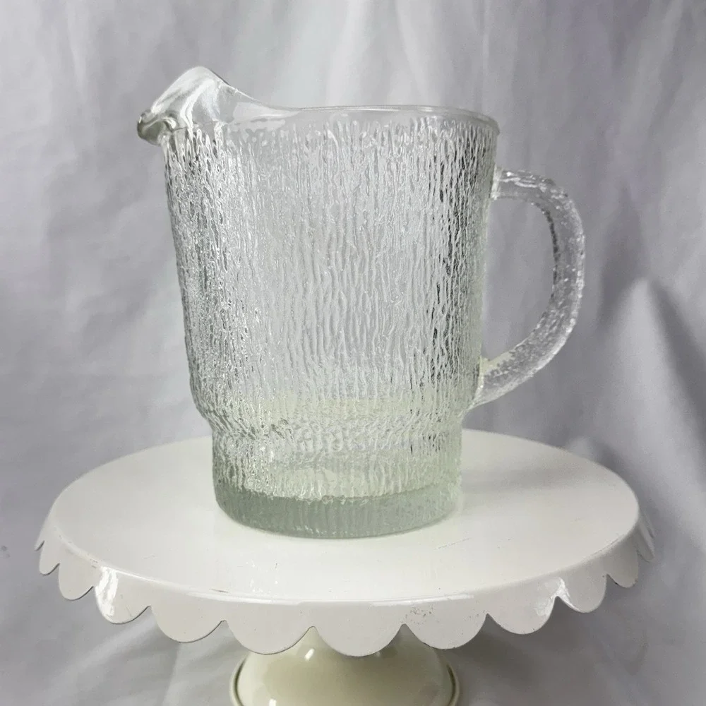 Old Indiana Clear Glass Tree Bark Ice Pattern Vintage 8